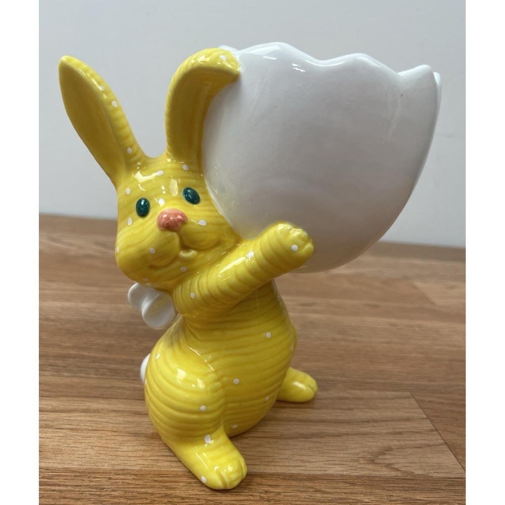 Rare Vintage Dept 56 Easter Bunny Rabbit Planter Figure Decor Ceramic